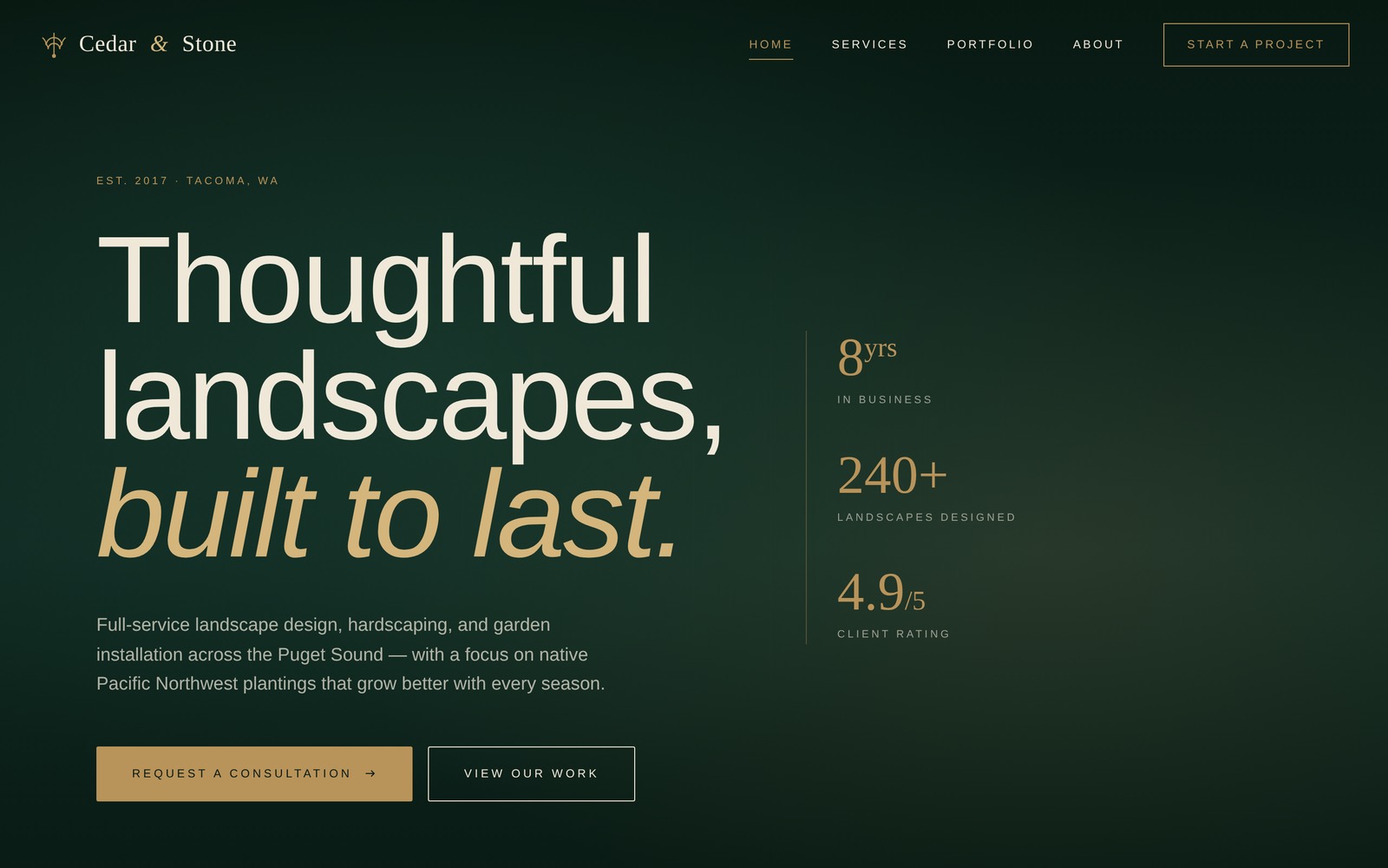 Cedar & Stone Landscaping website preview